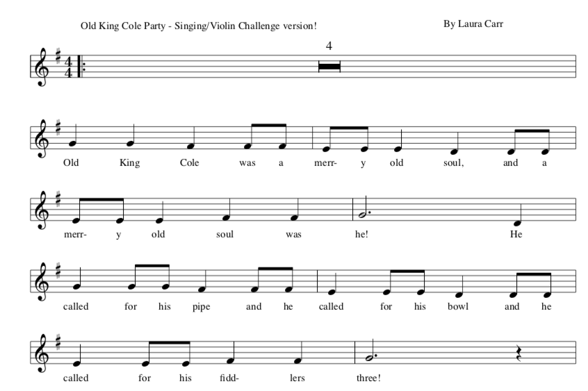 Glance at challenge version of Old king Cole's Party