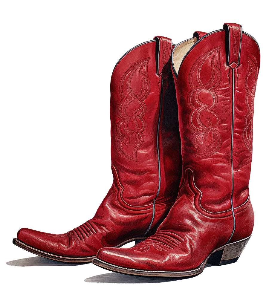 Red leather cowboy boots.