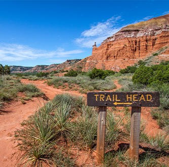 A view of the Palo Duro Canyon trail head.