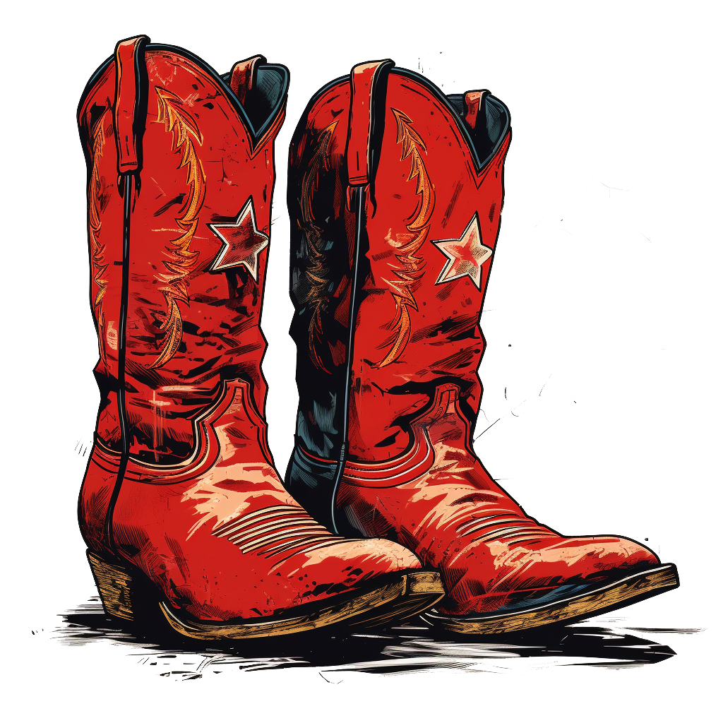 Red cowboy boots with stars.
