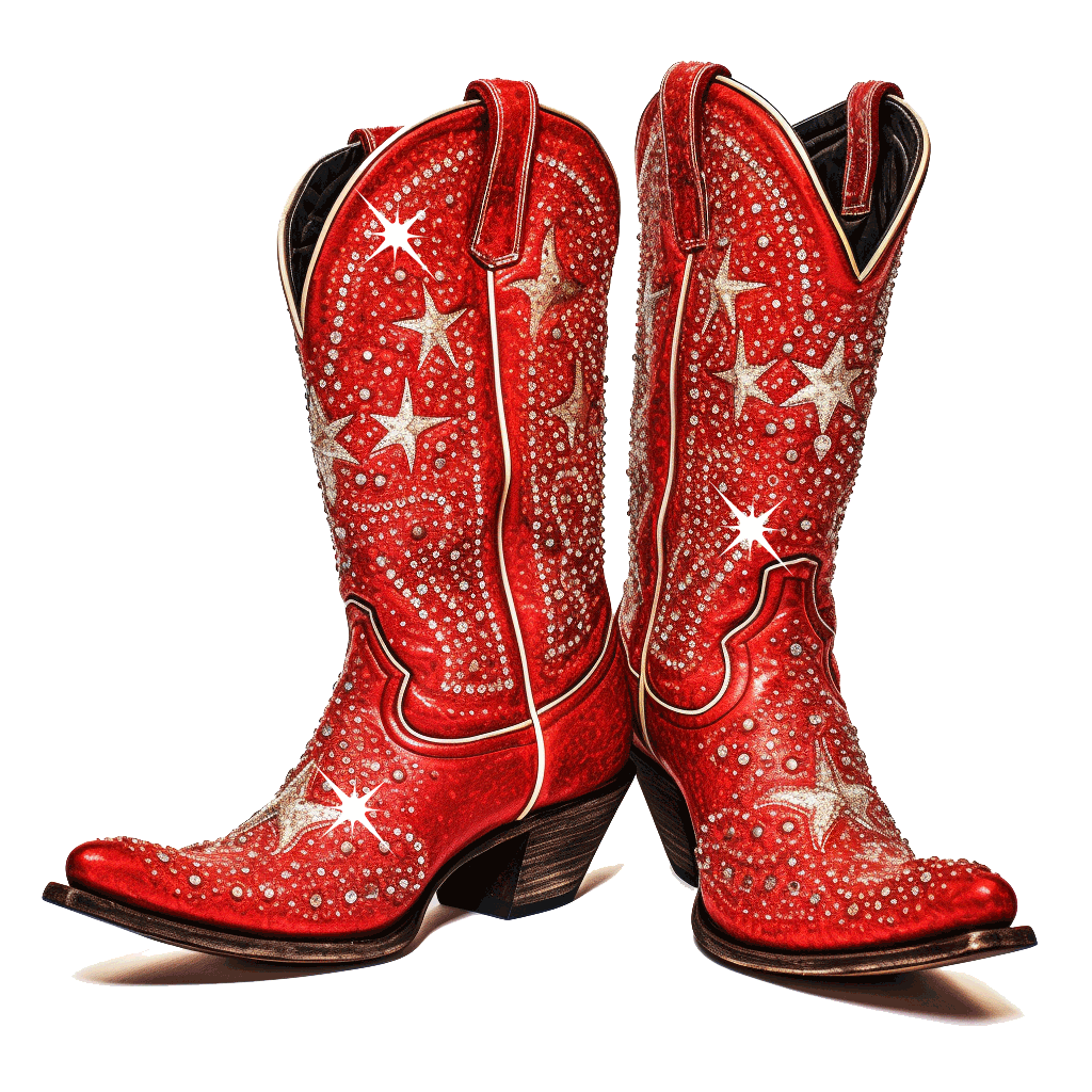 Red cowboy boots with starts animation.