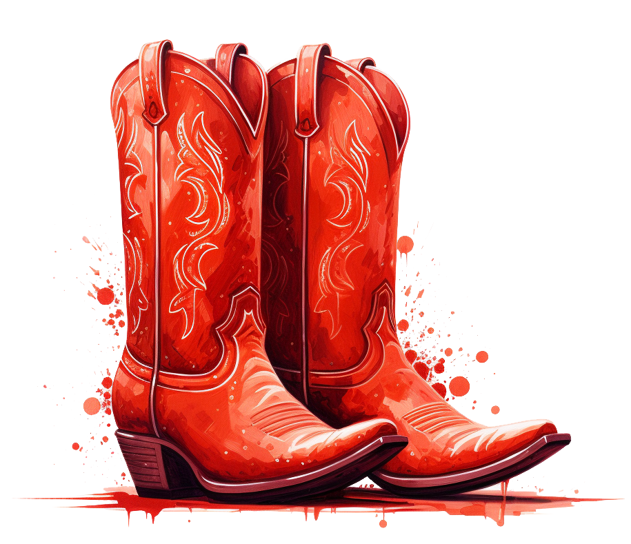 Splashy red cowboy boots.
